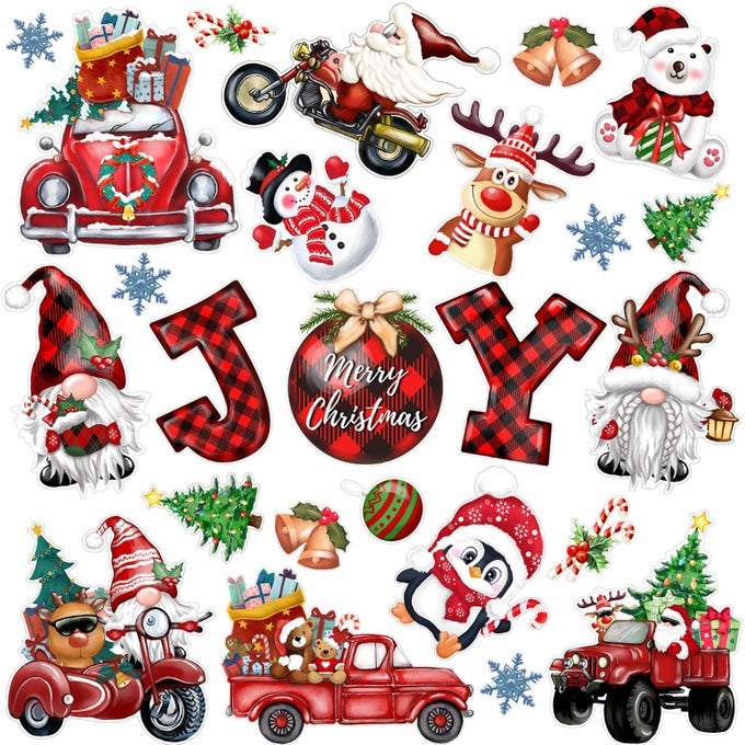 CHRISTMAS GARAGE DOOR DECORATION MAGNETS 20 PCS MAGNETIC REFRIGERATOR FRIDGE CAR STICKERS CHRISTMAS ARCHWAY ENTRYWAY DECORATION OUTDOOR INDOOR HOLIDAY JOY DECORATIONS