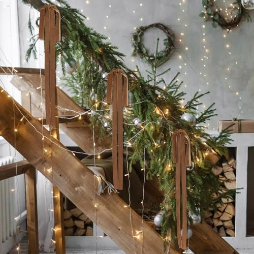 Janinka 6 Pcs Brown Long Velvet Bows Christmas Ornaments Camel Christmas Swag Neutral Bow 23.5x15.5 Inch for Xmas Tree, Fall, Wreath, Garland, Swag, Staircase, Fireplace, Door - Image 4