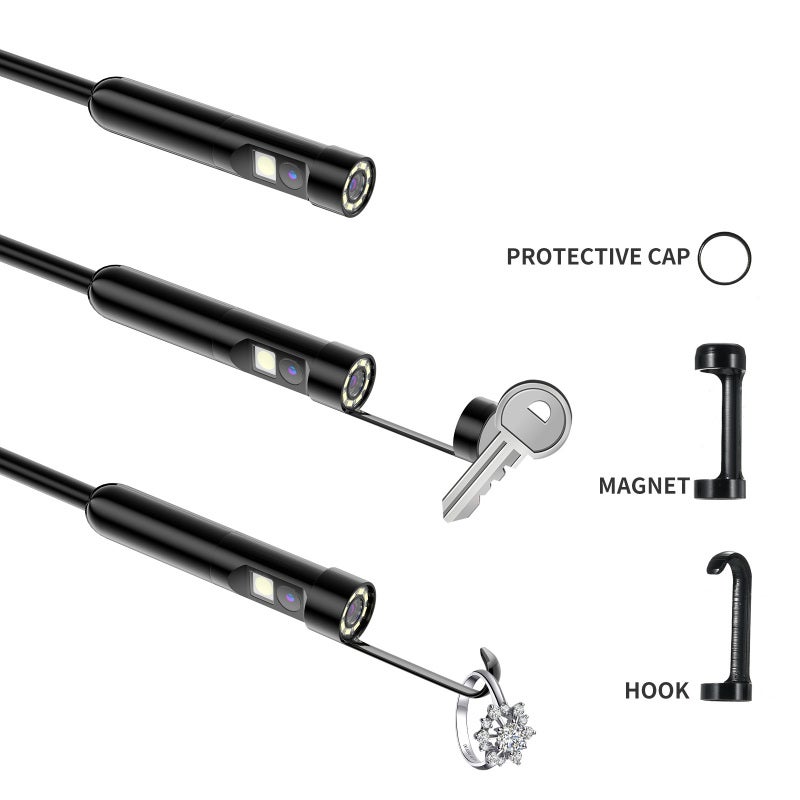 Industrial Endoscope: 1920P Dual Lens HD Camera - IP68 Waterproof 6.56ft Semi-Rigid Cable With Adjustable LED Lights, Smartphone Compatible Borescope for Home Inspection, Mechanic Work and Dark Damp A - Image 2