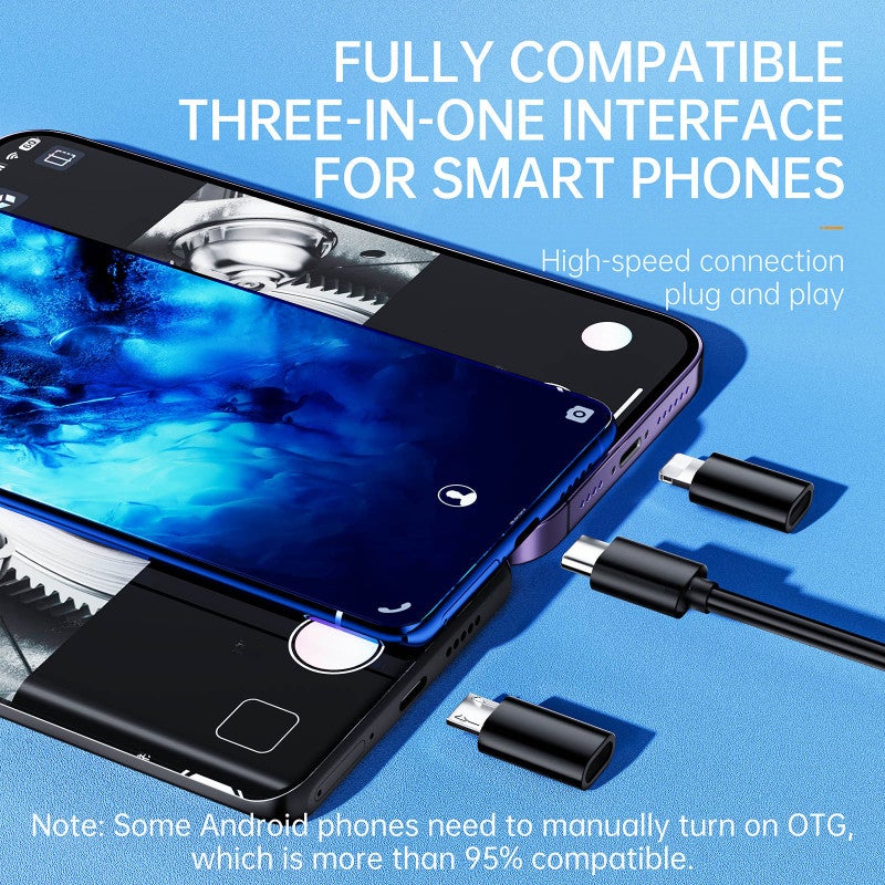 Industrial Endoscope: 1920P Dual Lens HD Camera - IP68 Waterproof 6.56ft Semi-Rigid Cable With Adjustable LED Lights, Smartphone Compatible Borescope for Home Inspection, Mechanic Work and Dark Damp A - Image 5