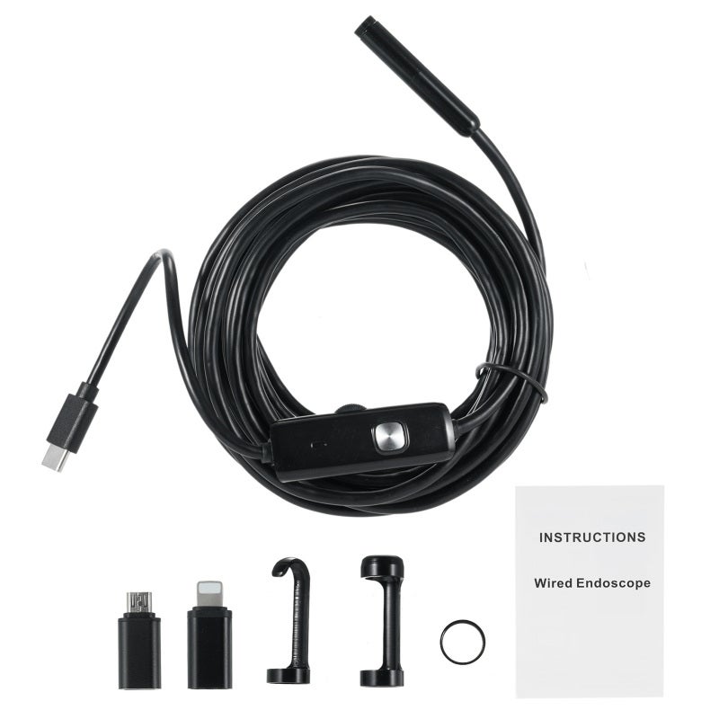 Industrial Endoscope: 1920P Dual Lens HD Camera - IP68 Waterproof 6.56ft Semi-Rigid Cable With Adjustable LED Lights, Smartphone Compatible Borescope for Home Inspection, Mechanic Work and Dark Damp A - Image 1