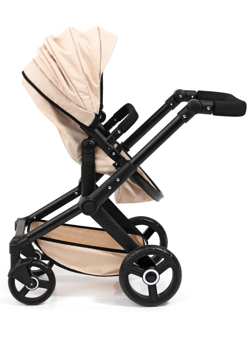 Bayer Design Xeo Doll's Pram with Bag, Height-Adjustable Handle, Swivel Slider, Convertible as Doll Jogger, Movable Front Wheels, Integrated Basket - Image 4