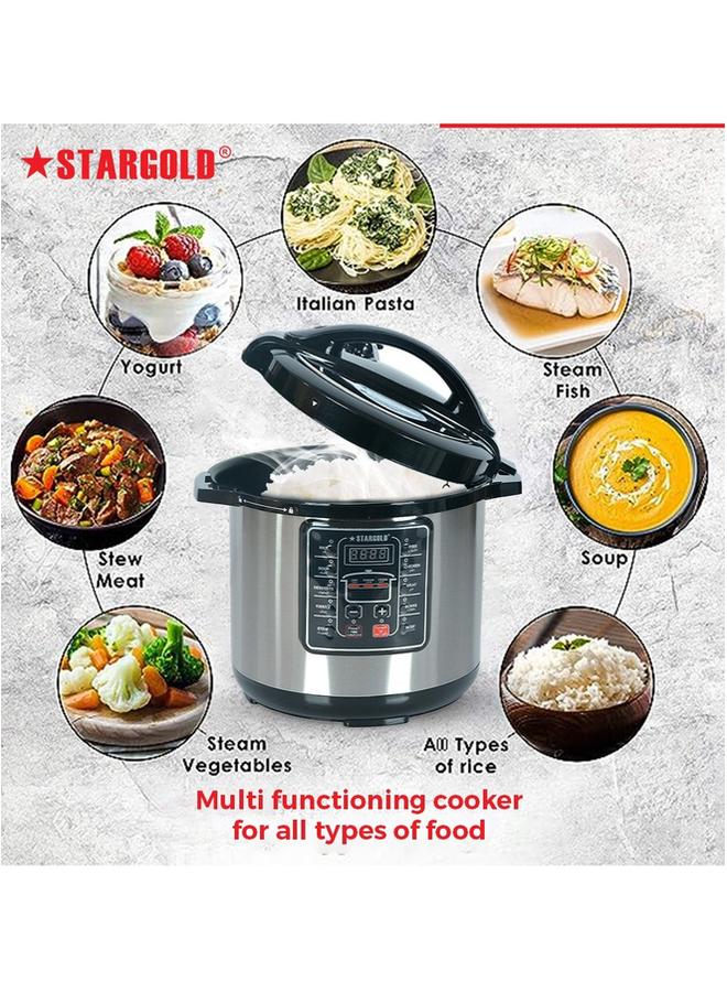 Stargold Digital Electric Pressure Cooker Stainless Steel Body Touch Programmable 10L Capacity 1600 Watts - Image 2