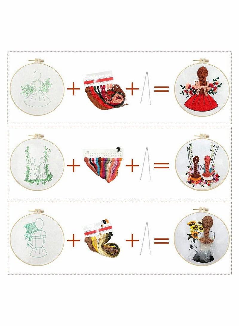 Y&D Embroidery Kits for Beginners, Include Clothes with Pattern, 3Pcs Hoops and Instructions, Scissors,Cross Stitch Set Adults DIY Decor Living Room  - Image 5