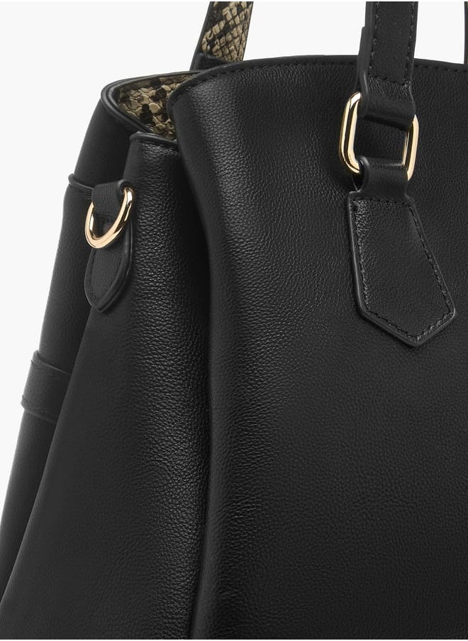 Flora Bella By Shoexpress Women Solid Tote Bag with Zip Closure and Detachable Strap  - Image 5