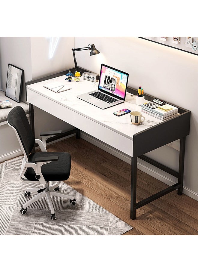 Sharpdo Sharpdo Marble Texture Vanity table Study Desk With Double Drawers 80*40*80cm  - Image 3