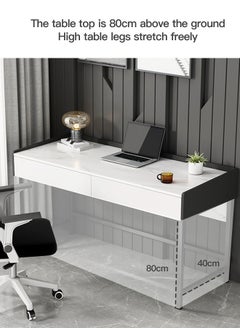Sharpdo Sharpdo Marble Texture Vanity table Study Desk With Double Drawers 80*40*80cm  - Image 4