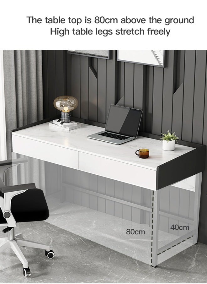 Sharpdo Sharpdo Marble Texture Vanity table Study Desk With Double Drawers 80*40*80cm  - Image 4