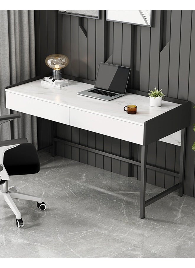 Sharpdo Sharpdo Marble Texture Vanity table Study Desk With Double Drawers 80*40*80cm  - Image 2