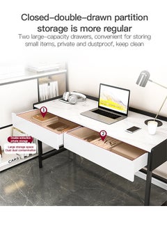 Sharpdo Sharpdo Marble Texture Vanity table Study Desk With Double Drawers 80*40*80cm  - Image 5