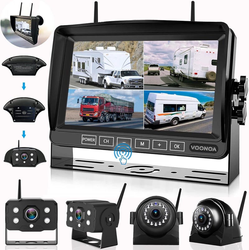 VOONOA 1080P Wireless RV Camera System with 7 Inch HD Monitor - IP69 Waterproof Night Vision Rear View Camera for RV, Truck, Trailer, and Camper - Image 1