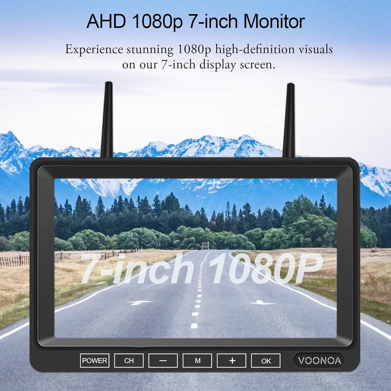 VOONOA 1080P Wireless RV Camera System with 7 Inch HD Monitor - IP69 Waterproof Night Vision Rear View Camera for RV, Truck, Trailer, and Camper - Image 2