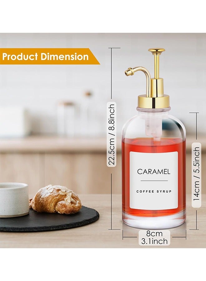 Bukela 2 Pack Coffee Syrup Dispenser for Coffee Bar, Coffee Pump Dispenser, Clear Glass Syrup Bottles w. Pump Coffee Bottles with 36 Waterproof Labels, Silicone Funnel, Pump, 500 ml Glass Bottle - Image 2
