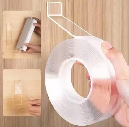 Generic QINPIN Double-Sided Transparent Heavy Duty Strong Glue Reusable Ivy Grip Tape for Wall, Floor, Carpet, Furniture  - Image 1