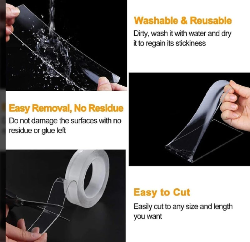 Generic QINPIN Double-Sided Transparent Heavy Duty Strong Glue Reusable Ivy Grip Tape for Wall, Floor, Carpet, Furniture  - Image 4