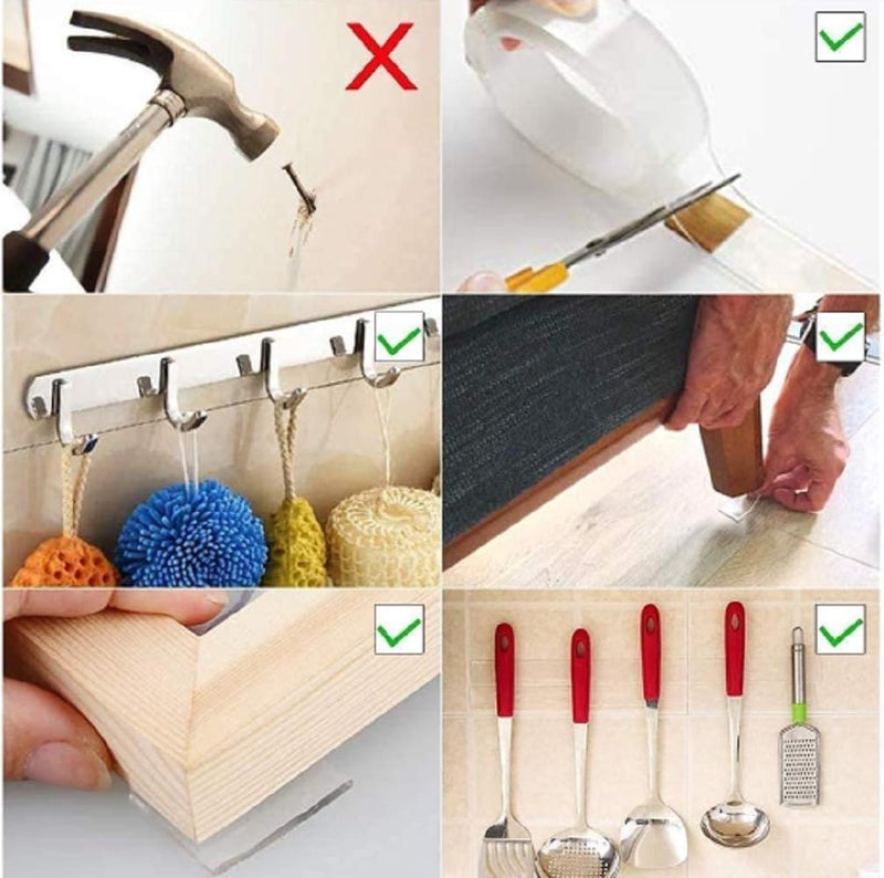 Generic QINPIN Double-Sided Transparent Heavy Duty Strong Glue Reusable Ivy Grip Tape for Wall, Floor, Carpet, Furniture  - Image 5