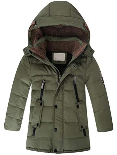 Mallimoda Big Boy's Hooded Bubble Jacket Heavyweight Solid Puffer Coat Style 1 Dark Green 5-6 Years - Image 3