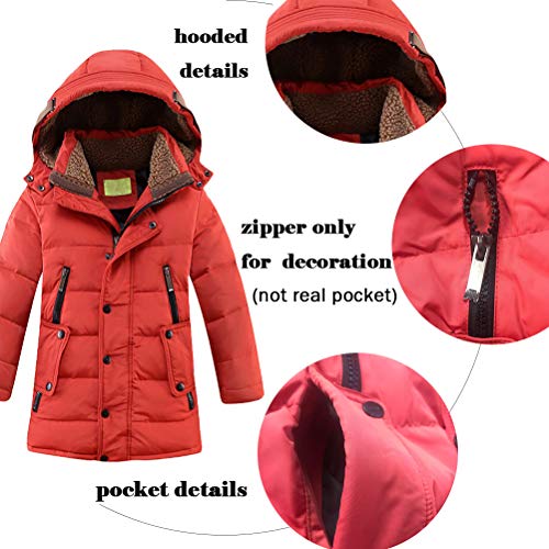 Mallimoda Big Boy's Hooded Bubble Jacket Heavyweight Solid Puffer Coat Style 1 Dark Green 5-6 Years - Image 4