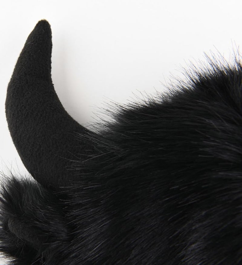 Hzxsny Faux Fur Trooper Hat for Women Men Furry Buffalo Hat with Horns Furry Earmuff Winter Trooper Caps Fluffy Earflap Cap 2025 - Image 2
