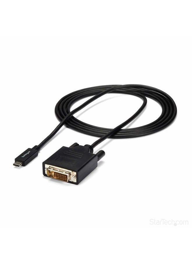 StarTech USB-C to DVI Cable - 6 ft / 2m - 1080p - 1920x1200 - USB-C DVI Monitor Cable - USB C Cable - Computer Monitor Cable (CDP2DVIMM2MB)  - Image 1