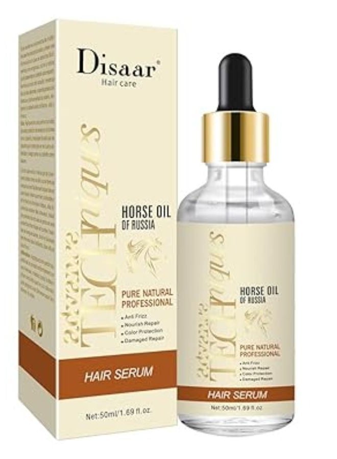 Disaar Hair Serum Anti Frizz Nourish Damaged Repair Color Protection Pure Natural Professional Advance Techniques Care  Horse Oil Of Russia 50ml - Image 1