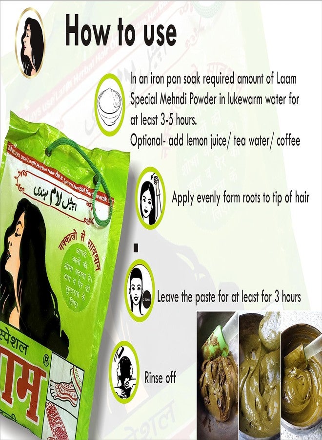 Laam Special Heena Powder|Pure & Natural Henna|No Chemicals, No Additives, No Preservatives, No Scent, No Color Added (700 g) - Image 2