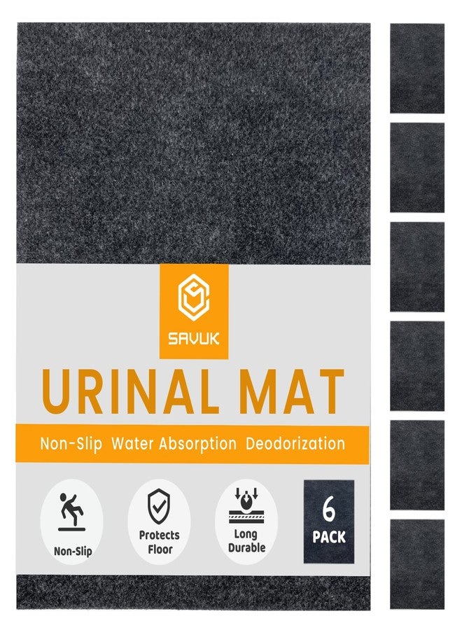 SAVUK Urinal Mats Non-Slip Non-Adhesive Water Absroption Bathroom, Restaurant, Gym, Restroom Toilet floor Pad for Men and Women Rectangular Shaped Dark Gray Commercial Splash 6 Pack 17,5"x21" (6) - Image 1