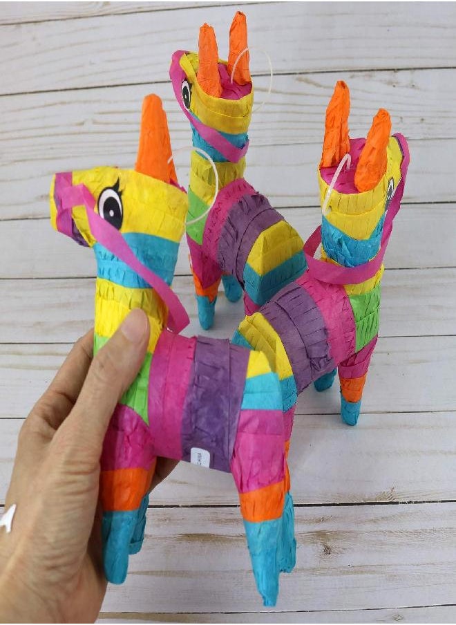 GiftExpress GIFTEXPRESS 6 Pack 4"X7" Mini Donkey Pinata, Little Rainbow Llama Pinata for Birthday, Cinco De Mayo, Fiestas Decorations Party Favors  - Image 3