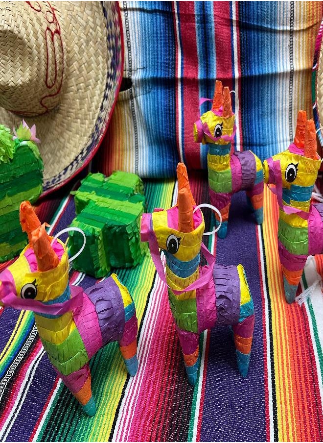 GiftExpress GIFTEXPRESS 6 Pack 4"X7" Mini Donkey Pinata, Little Rainbow Llama Pinata for Birthday, Cinco De Mayo, Fiestas Decorations Party Favors  - Image 1