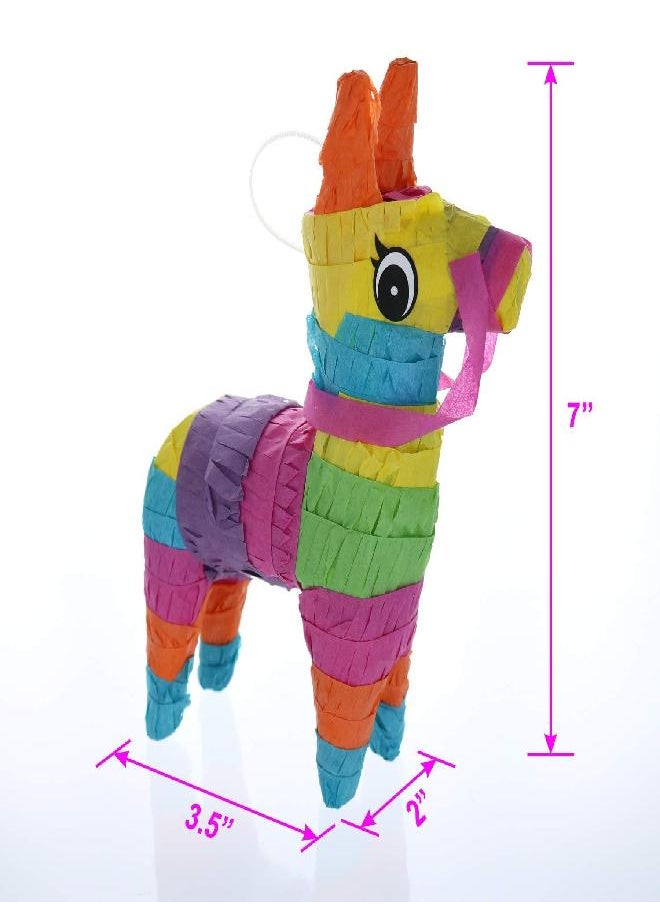 GiftExpress GIFTEXPRESS 6 Pack 4"X7" Mini Donkey Pinata, Little Rainbow Llama Pinata for Birthday, Cinco De Mayo, Fiestas Decorations Party Favors  - Image 2