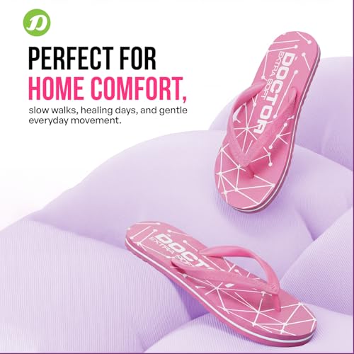 DOCTOR EXTRA SOFT Women's Hawaii Slipper- Orthopedic and Diabetic Comfort Ortho Care, Bathroom Rubber Flip-Flops and House Slipper for Ladies and Girl’s OR-D-02 (Pink, numeric_8) - Image 5
