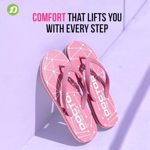 DOCTOR EXTRA SOFT Women's Hawaii Slipper- Orthopedic and Diabetic Comfort Ortho Care, Bathroom Rubber Flip-Flops and House Slipper for Ladies and Girl’s OR-D-02 (Pink, numeric_8) - Image 3