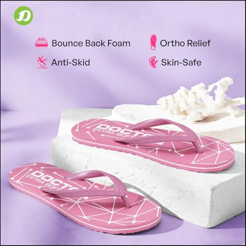 DOCTOR EXTRA SOFT Women's Hawaii Slipper- Orthopedic and Diabetic Comfort Ortho Care, Bathroom Rubber Flip-Flops and House Slipper for Ladies and Girl’s OR-D-02 (Pink, numeric_8) - Image 4