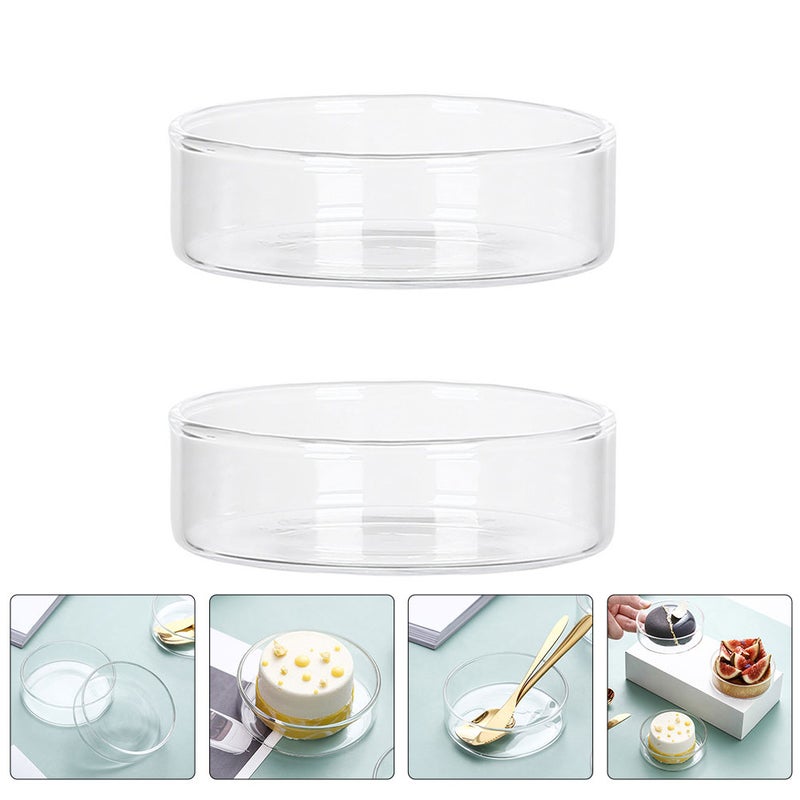 4 pcs Glass Plate Fruit Plate Transparent Dessert Storage Plate Mini Cake Plate - Image 3
