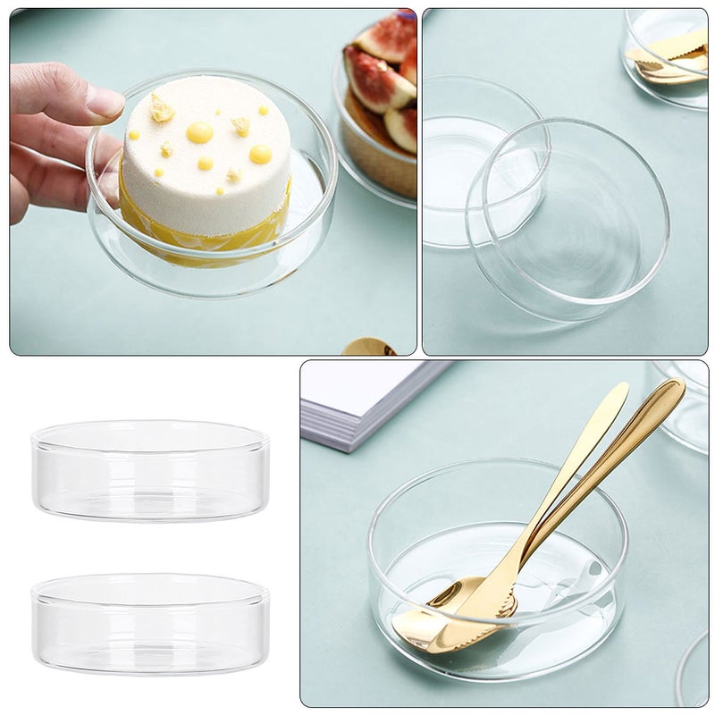 4 pcs Glass Plate Fruit Plate Transparent Dessert Storage Plate Mini Cake Plate - Image 5