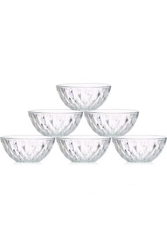 Home Box 6-Piece Serving Bowl Set Round Clear Aroha Diamond Glass Bowl Set Clear 12.5x5cm Capacity 365ml  - Image 1