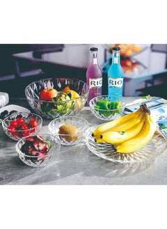 Home Box 6-Piece Serving Bowl Set Round Clear Aroha Diamond Glass Bowl Set Clear 12.5x5cm Capacity 365ml  - Image 3