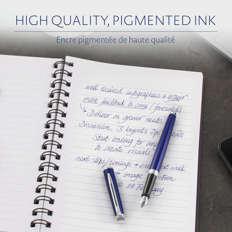 Waterman Fountain Pen Ink Cartridges, Long, Mysterious Blue, 8 Count - Image 4