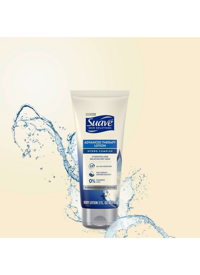 Suave - Suave Lotion, Hydro Complex Advanced Therapy Bundle - Daily Moisturizing Body Lotion for Dry Skin with Vitamin E, 18-Oz Pump Bottle + 3-Oz Travel-Size - Image 1