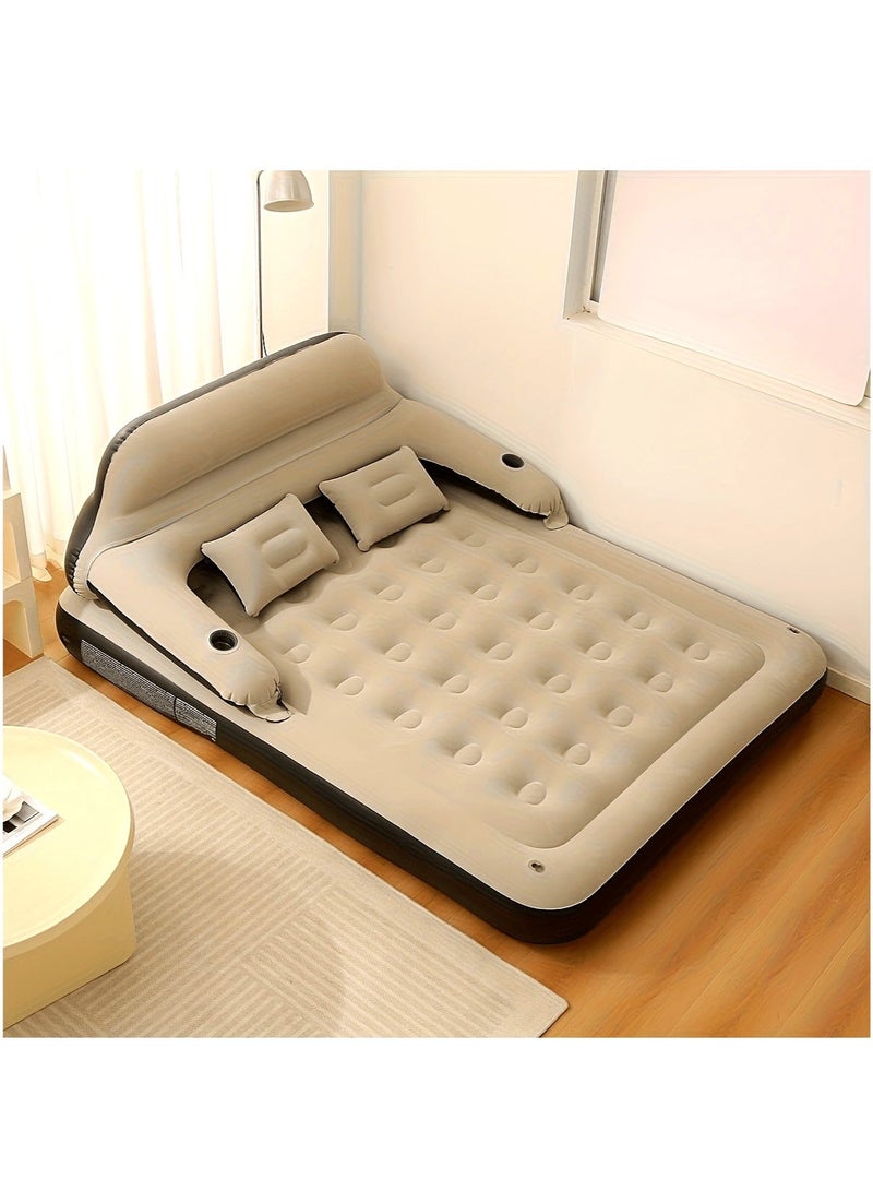 WALALLA Queen Size Air Mattress for Tents Camping Portable Double Inflatable Couch with Soft Backrest Pillows, Electric Air Pump for Home and Car and Patch Kit, Blow Up Bed for Car Travel Overnight OutdoorsFamily Leisure,203*152*22cm - Image 2