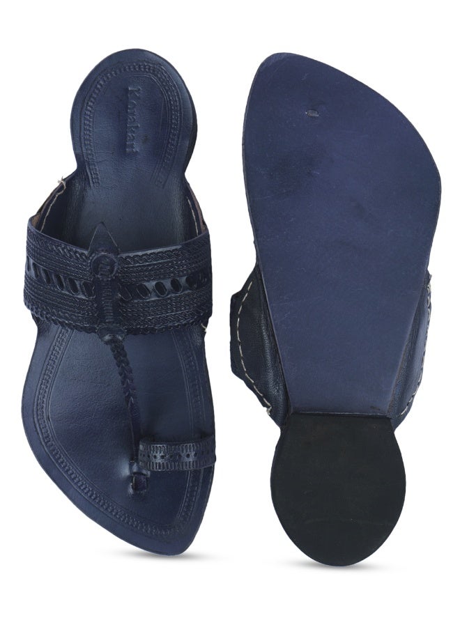 KORAKARI Blue Kolhapuri Chappal for Men - Image 4
