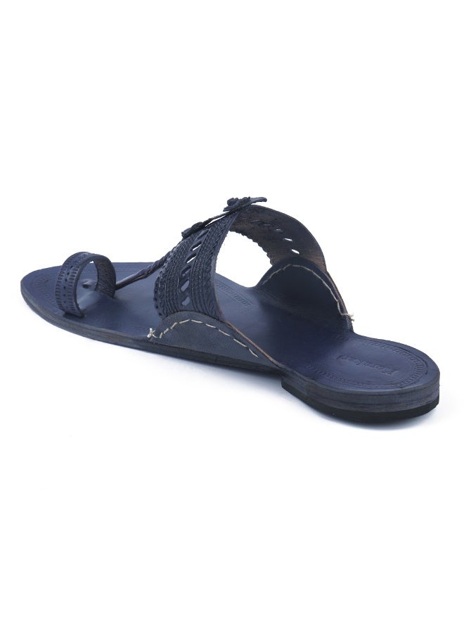 KORAKARI Blue Kolhapuri Chappal for Men - Image 3