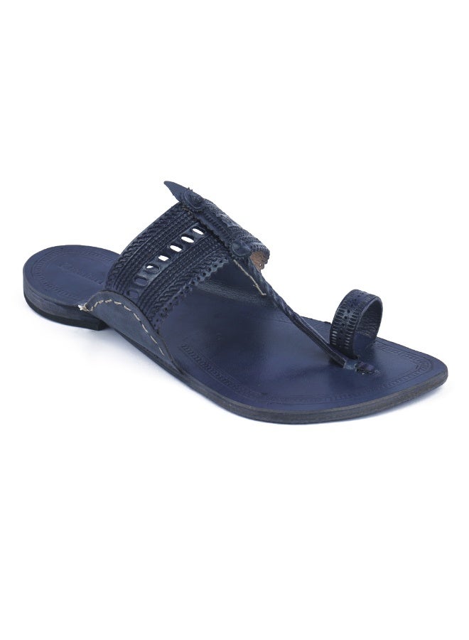 KORAKARI Blue Kolhapuri Chappal for Men - Image 1