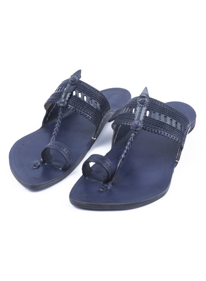 KORAKARI Blue Kolhapuri Chappal for Men - Image 5