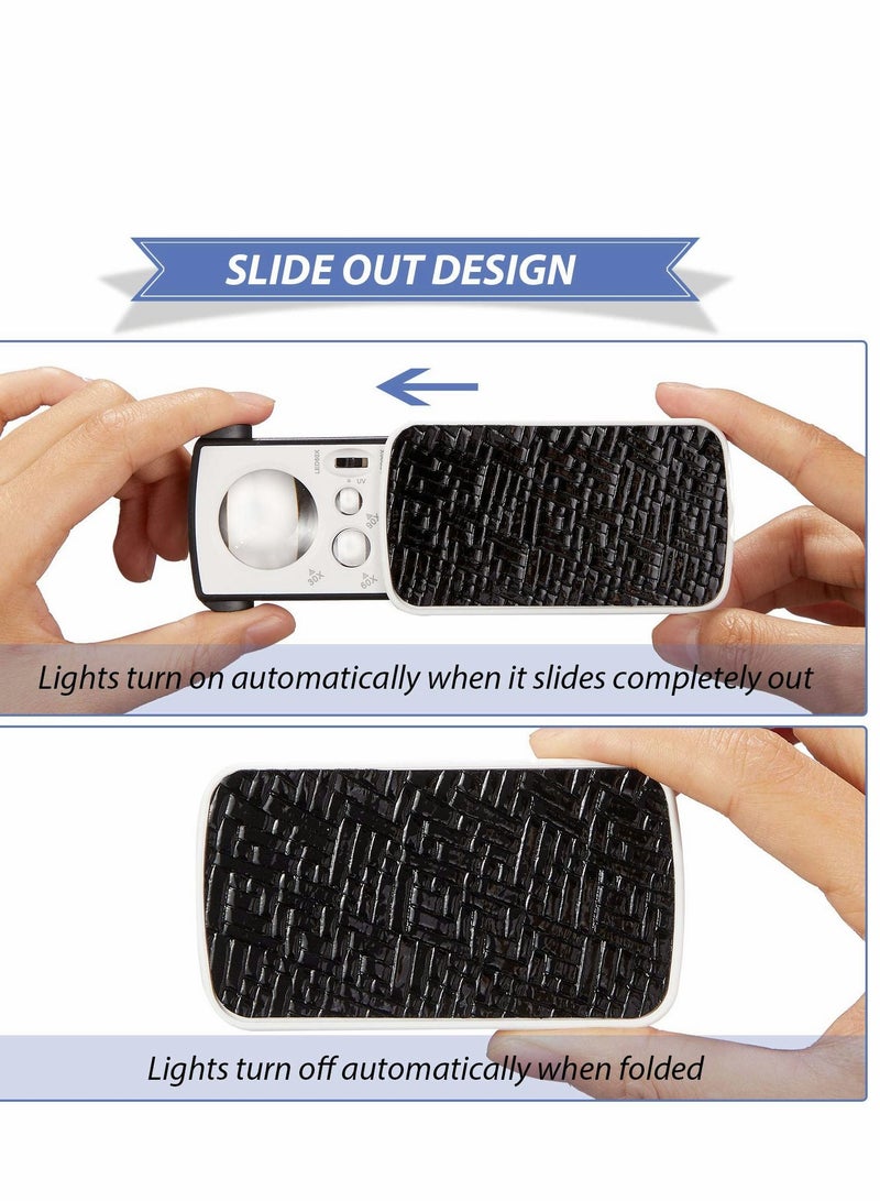 Excefore 2 Pieces Jewelers Loupe 30X 60X 90X Illuminated Jewelers Eye Loupe Magnifier Jewelry Magnifying Glass Loop with UV Black Light and Bright LED Light for Jewelry Diamond Gem Coin Stamp Rock - Image 5