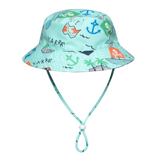 HDOBHIO Toddler and Baby Boys' 3-Piece Swimsuit Trunk Rashguard Set Sun Hat Swimwear Bathing Suit Sunsuit Swim Shirt Set Pirate Ship 2-3T - Image 4