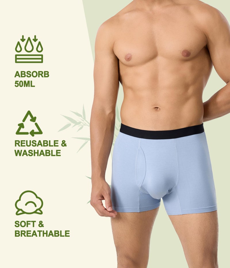 SUNCHIRI Incontinence Underwear for Men, 50ml Reusable Washable Leak-proof Absorbent Boxer Briefs with Fly, 5 Pack (Multicolor01, X-Large) - Image 3