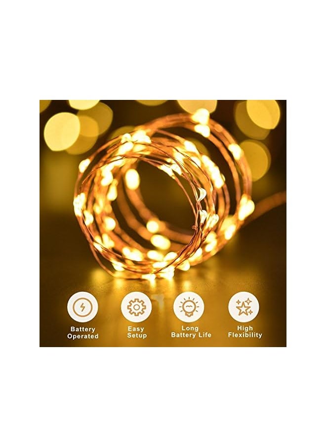 The Bros LED Fairy Lights Battery Operated String Lights Firefly Lights Garden Home Bedroom Christmas Party Wedding Festival Decorations (Warm White, 33Ft)  - Image 2