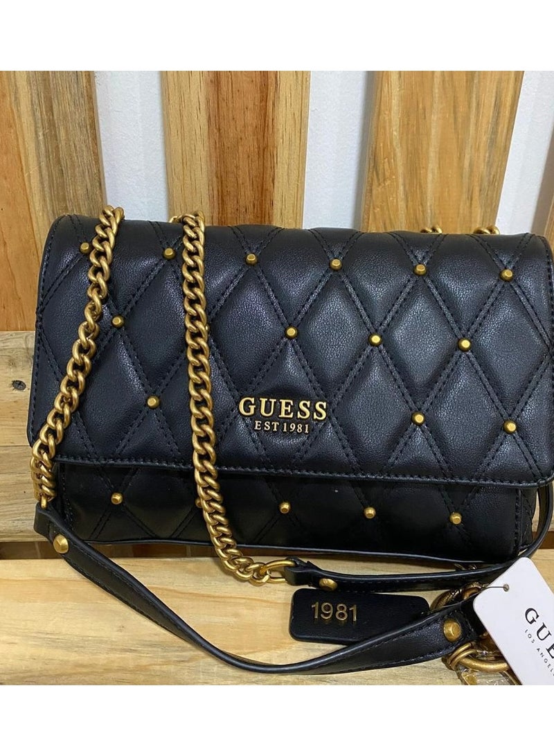 GUESS Camera Bag Metal Chains Women's Elegant Cross-body Bags Black - Image 3