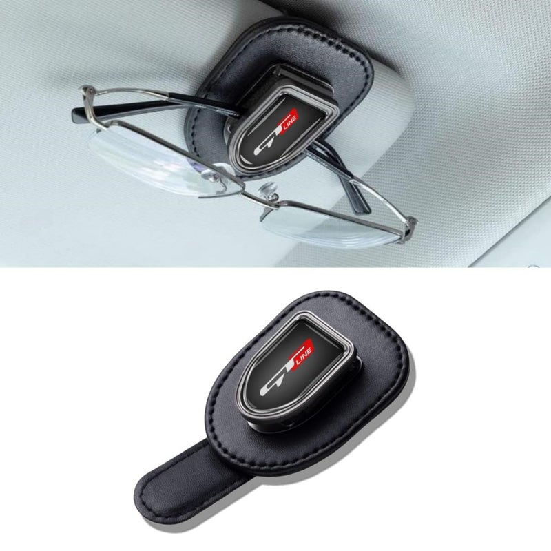 JULOPO car Sunglasses Holder Compatible with Picanto Proceed Rio K5 Sportage Stinger Soul GT Line Leather Car Glasses Clip Sunglasses Holders for Car Visor car Interior Accessories - Image 3